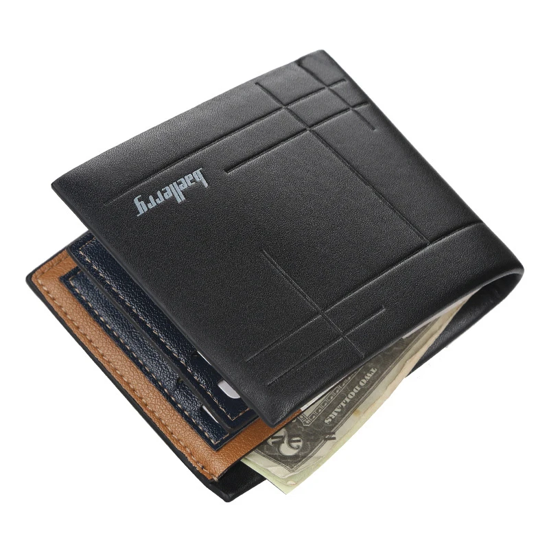 Dropshipping Products 2023 Wallet Men PU Leather Open Slim Male Trifold Money Clip Europe Style Leather Card Holder Wallet