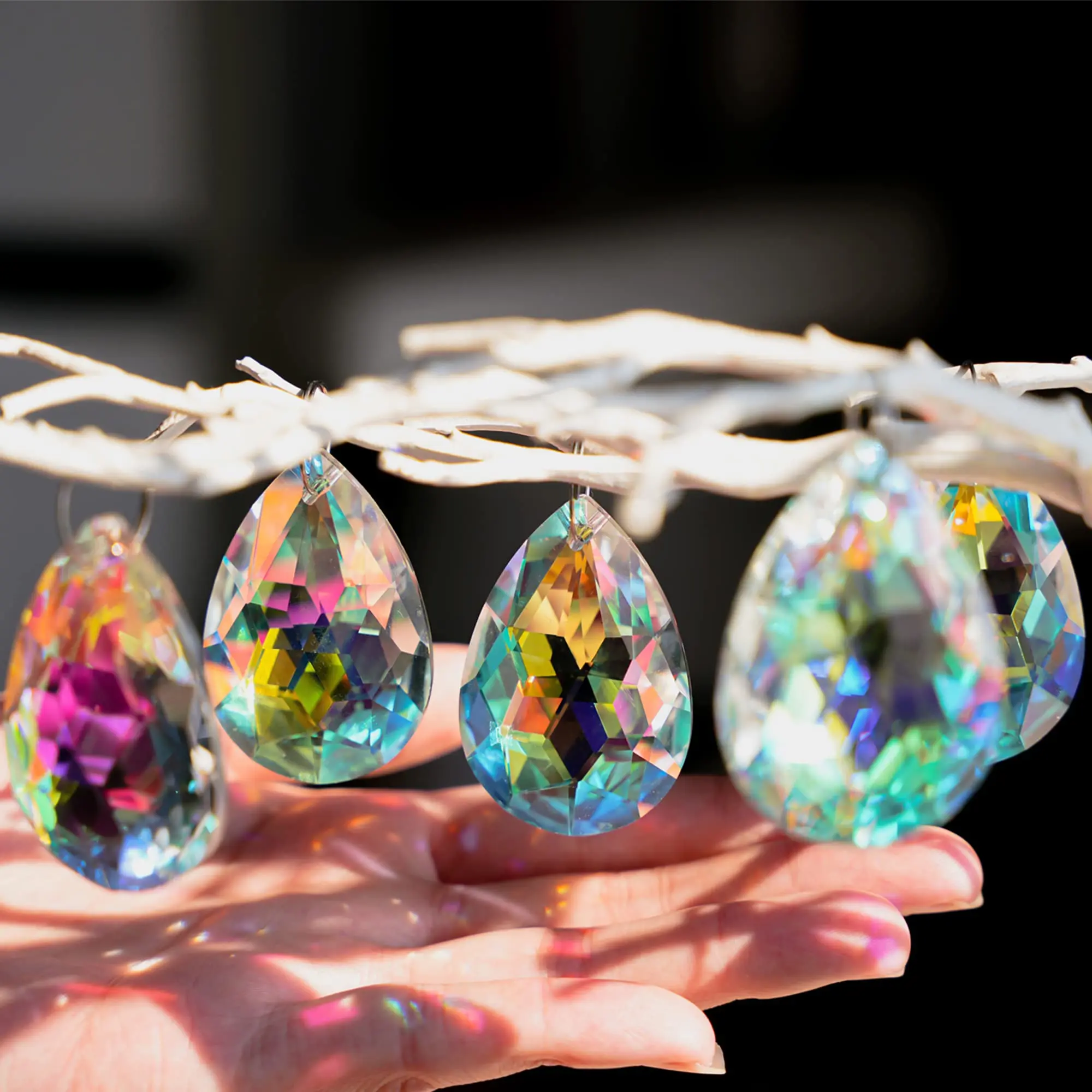 Colorful ab chandelier crystal prisms hanging pendants 50mm Chandelier Crystal Prisms Pendants