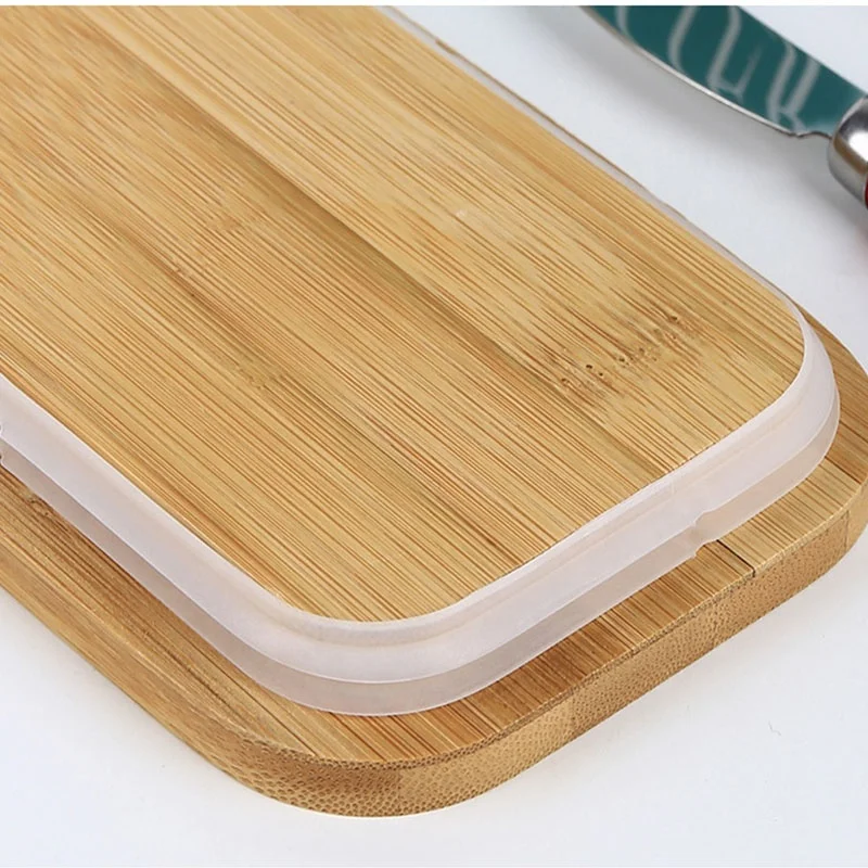 Butter Dish Butter Keeper Container&Knife With Bamboo Lid Ceramics Box Silicone Sealing Nordic Style Butter Dishes