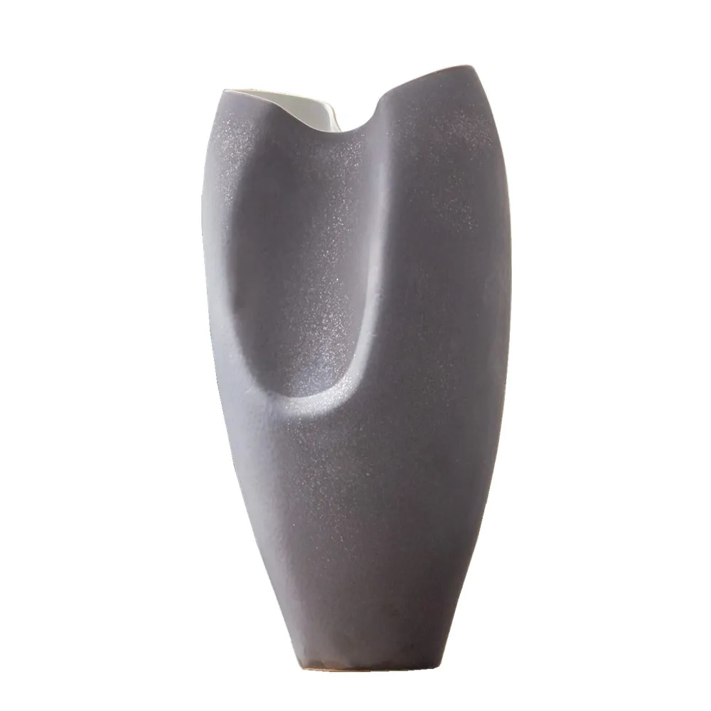 10 Inch Tabletop Decor Home Decoration Wood Look Polyresin Flower Vase Clay Effect Resin Pot
