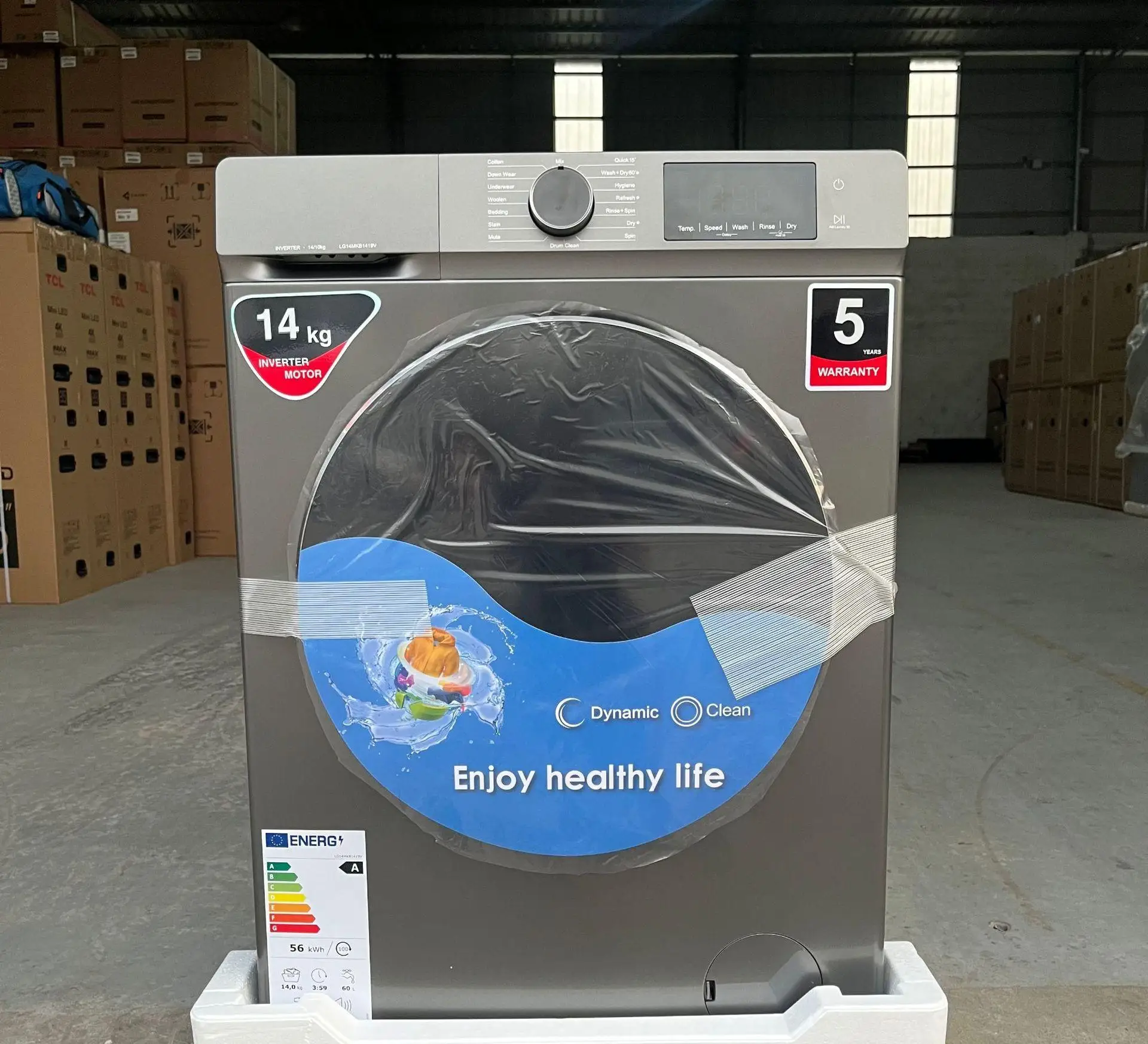 14KG automatic LED display full English drum washing and drying washing machine
