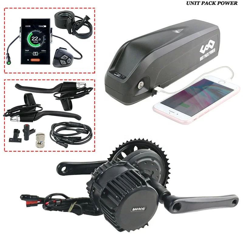 New stock electric bike conversion kit 8fun /bafang 48V 750W BBS02 mid drive motor with 48V lithium battery