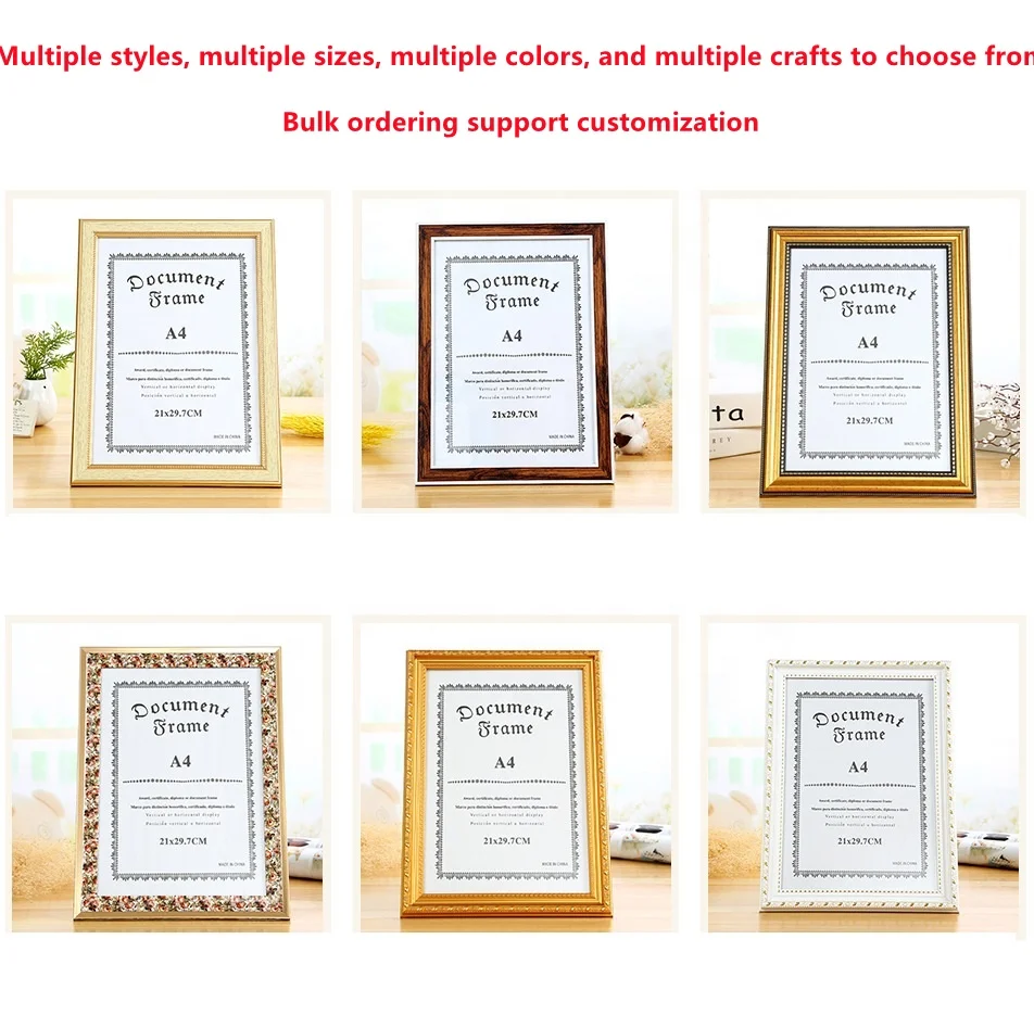 Wholesale wood frame PS foam photo frame A3/A4 wall hanging certificate picture frame