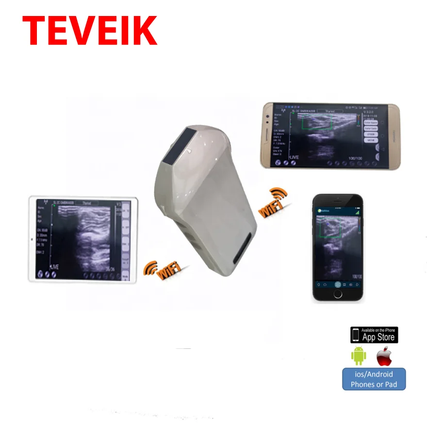 Портативный мини 128 элементов Беспроводной ультразвуковой зонд wifi беспроводной линейный зонд цена ультразвуковая машина