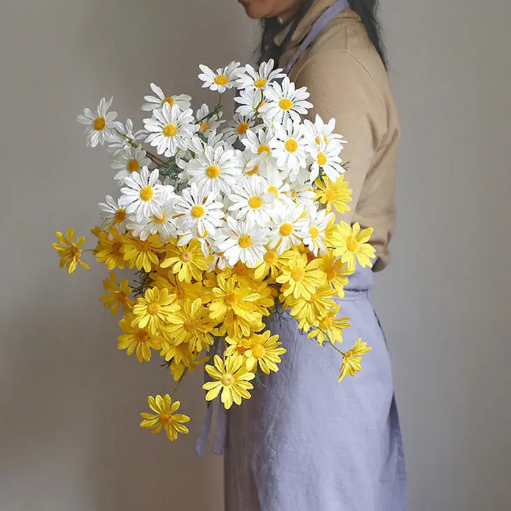 Artificial Silk Daisy Flower Bouquet Artificial Plants for Home Table Centerpieces Arrangement Small daisy