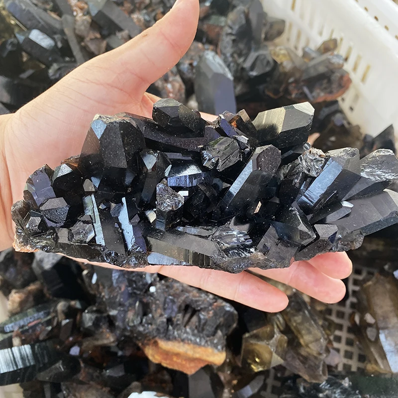 wholesale Rare Titanium Quartz black crystal clusters crystal point aura crystal for healing and decoration