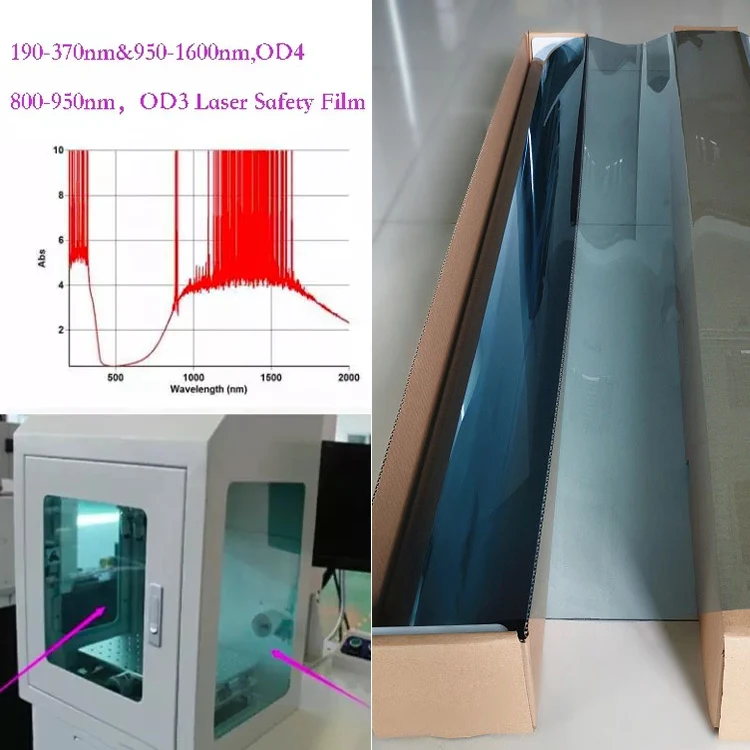 190-370nm 800-1600nm Absorption Laser Protective Film for 1064nm 800-950nm yag co2 Laser Cutting Machine