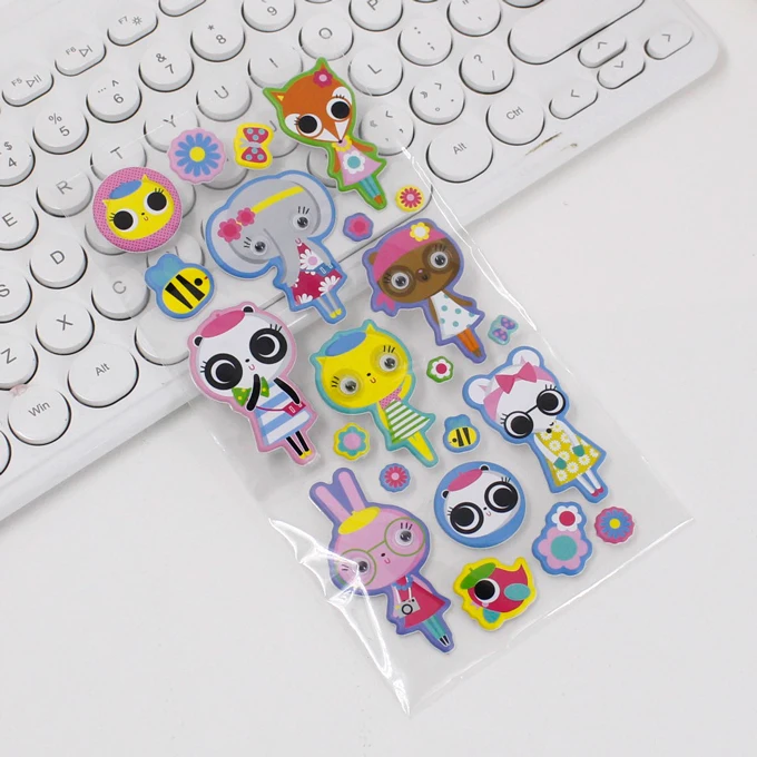 Cheap promotional gift puffy 3D sticker ,EVA puffy stickers cartoon sticker