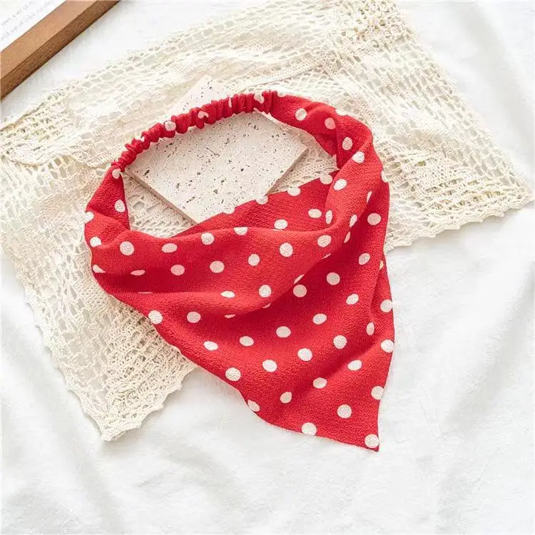 Fashion Triangle Chiffon Head Kerchief Triangle Bandanas Scarf Elastic Turban Boho Headbands Hair Bandanas for Women
