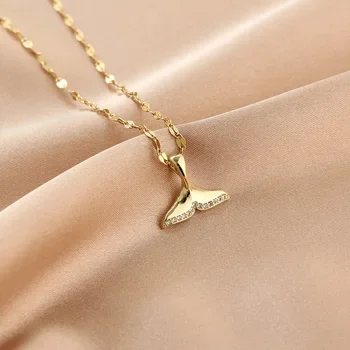 YICAI High Quality Luxury 18K Gold Plated Zircon Crystal Pendant Necklace Stainless Steel Gemstone Necklace For Women Jewelry