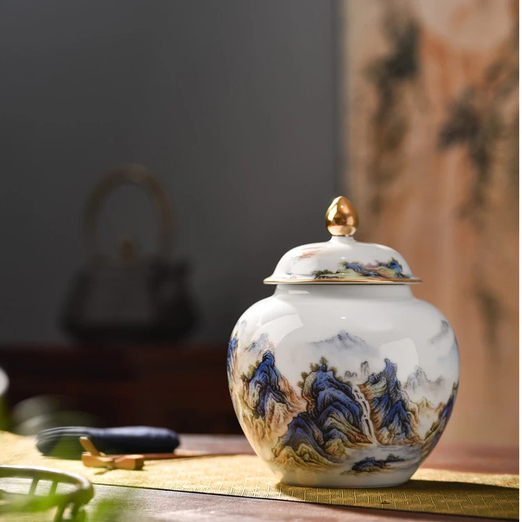 Cheap household jingdezhen commercial gift ceramic storage tea jar