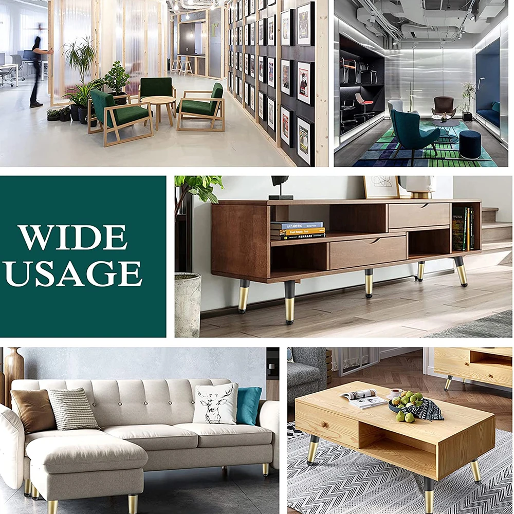 Factory price cheap Black gold Stainless Steel Table Foot tapered sofa metal furniture leg