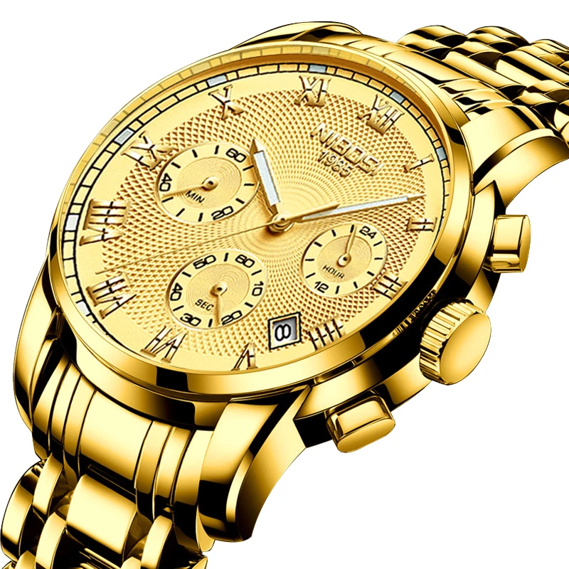 NIBOSI 2302 Chronograph Watches Men Wrist Popular Casual Quartz Wristwatch Reloj