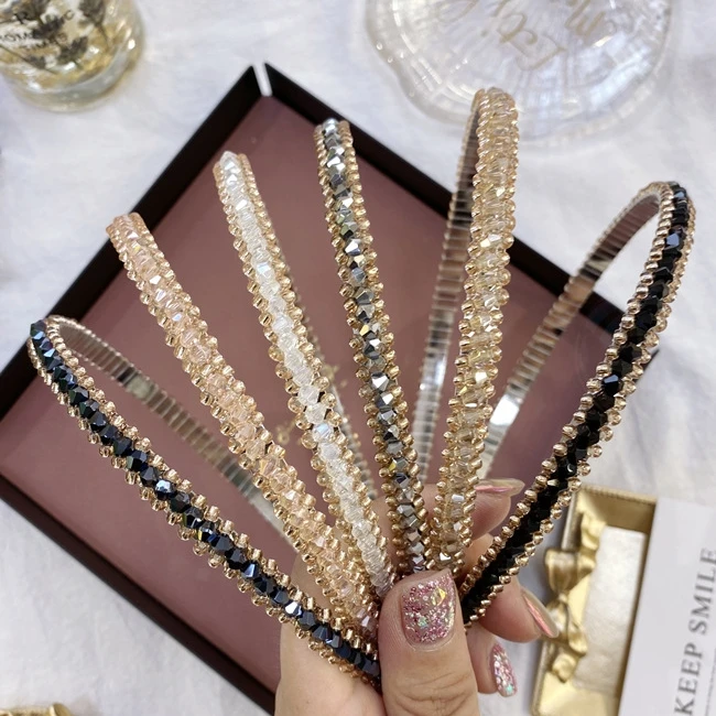 LRTOU Wholesale Newest Women Fashion Hair Accessories Custom Luxury Bling Rhinestone Crystal Hair Band Headbands For