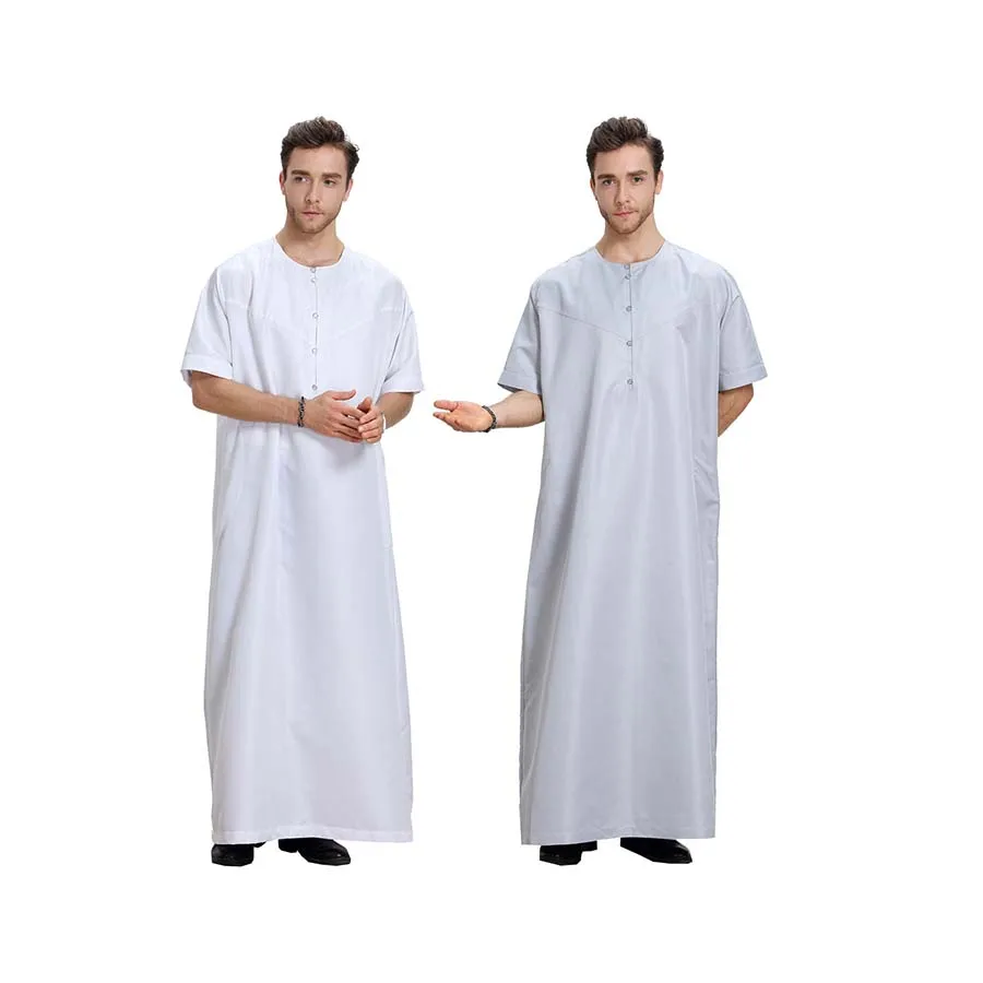 
 2021 Ближний Восток, Саудовская Аравия, абайя, юбба, мусульманская одежда, мужская одежда с коротким рукавом, Тауб, Тауб, кафтан с пуговицами  