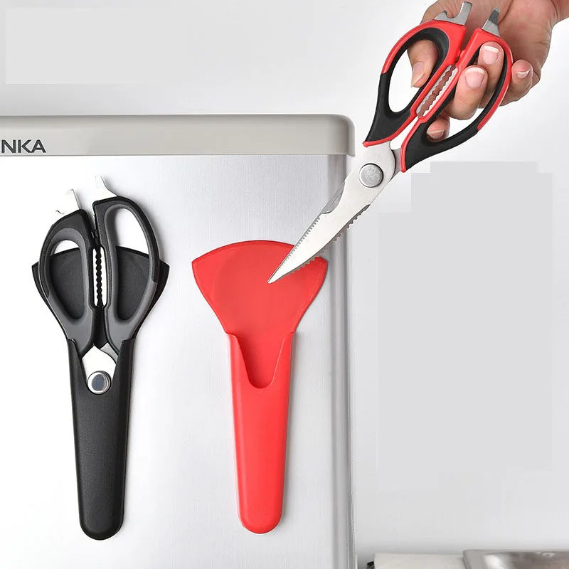 kitchen scissors magnetic cover 2 cr13 pp rubber material,separable multifunctional scissors with magnetic holder