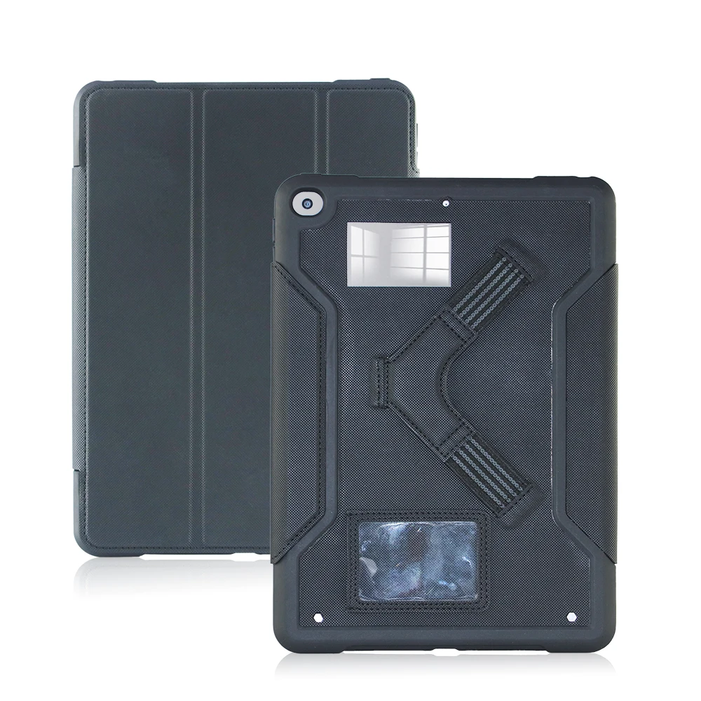 Shockproof Rugged Case V- Strap Holding Back Cover Hard PC Anti-fall Corner Airbag Tablet Case for iPad 7/8/9th