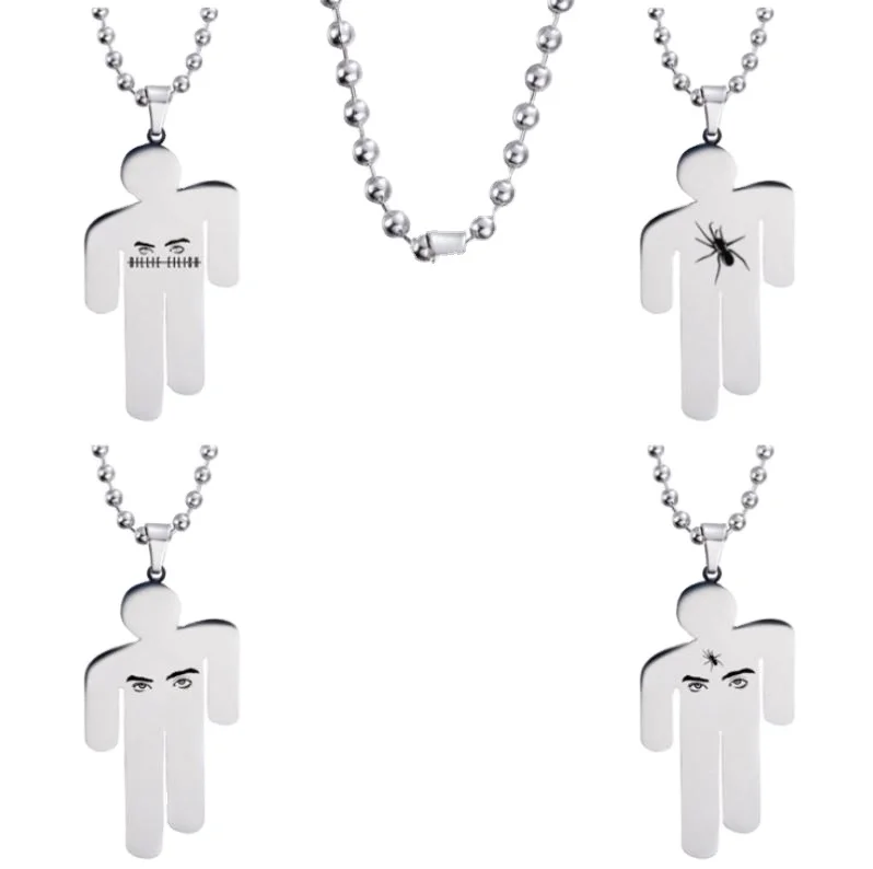 Rap billie eilish stainless steel logo necklace Billy Ellie  Key Accessories