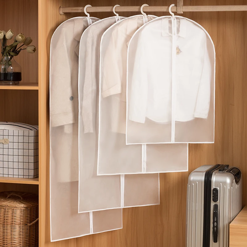 Foldable Organizer Hanging Storage Bag PET+PE Foldable Garment Bag Plastic Waterproof Pvc Soft Moisture Proof Suit Cover