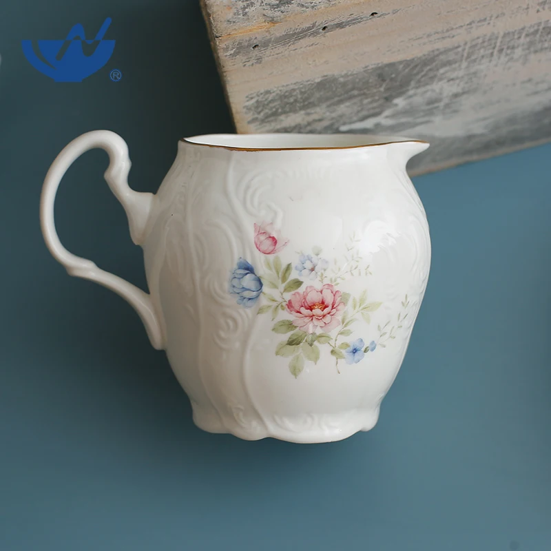 Wholesale Dinnerware Hotel New Bone Coffee Mate Creamer Embossed Sugar & Creamer Pots