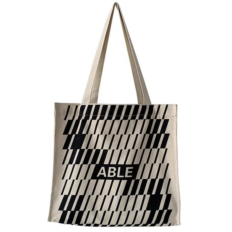 Chuanghua Canvas Shopping Tote Bag With Custom Printed Logo Cream Color Canvas Tote Bag With Zipper And Pocket
