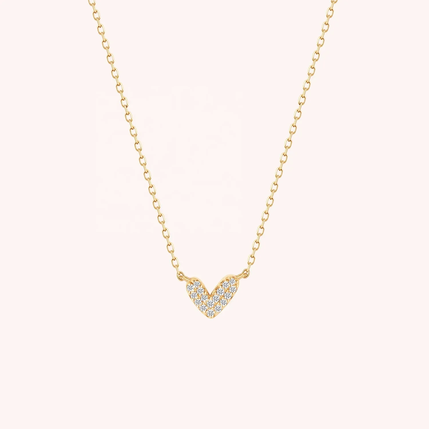 LOZRUNVE 925 Sterling Silver Jewellery Crafted Pave Romantic Little Heart Lover Gold Necklace for Women