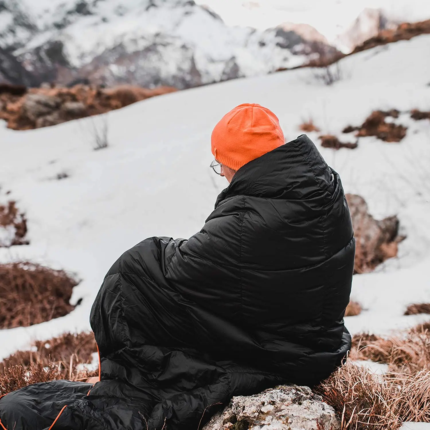 20D Outdoor Printed Windproof Duck Down Lightweight Portable Camping Puffy Blanket For Hiking Picnic