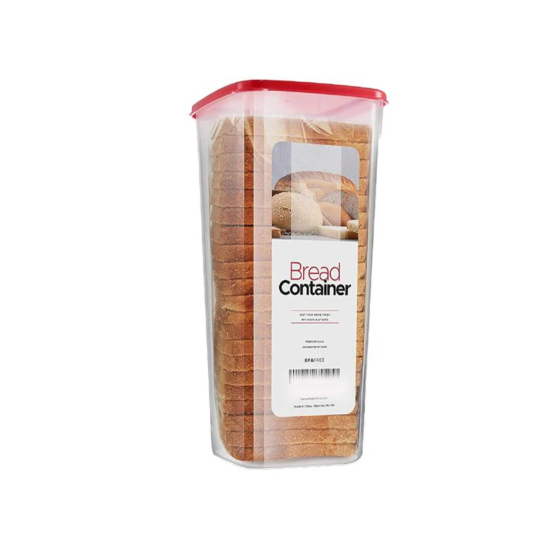 NISEVEN Hot Sale Bread Loaf Storage Dispenser Plastic Sandwich Bread Storage Container with  White Lid Reusable Bread Box