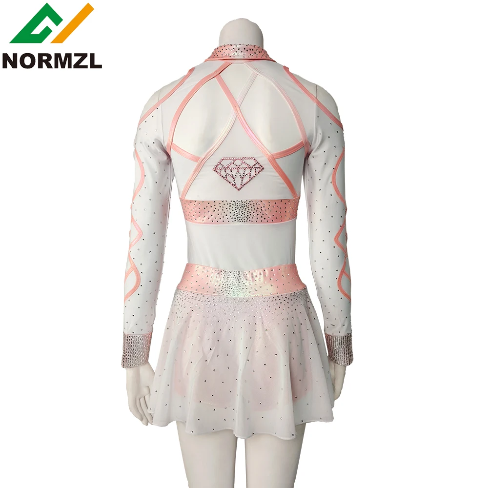 pink rhinestone shiny new style customized design normzl cheerleader costume performance wear cheerleading dance uniform