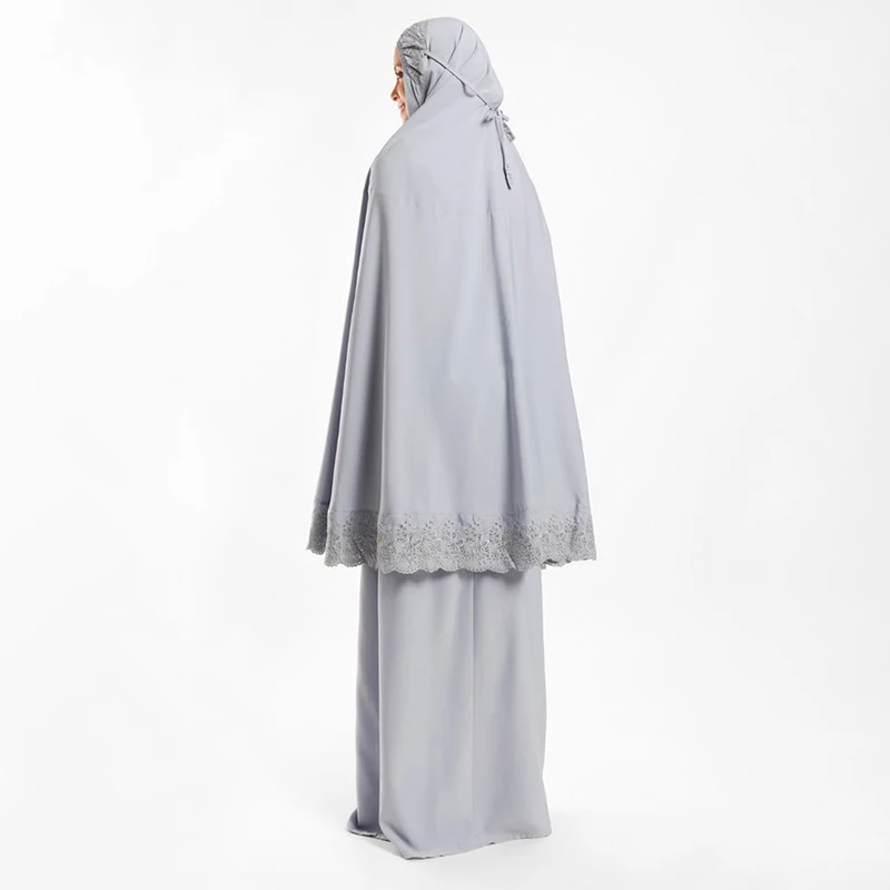 High Quality Crepe Jazz Women Muslim Islamic Clothing Hijab Dress 2 Piece Set Abaya 2 Layers Khimar Jilbab Prayer Set