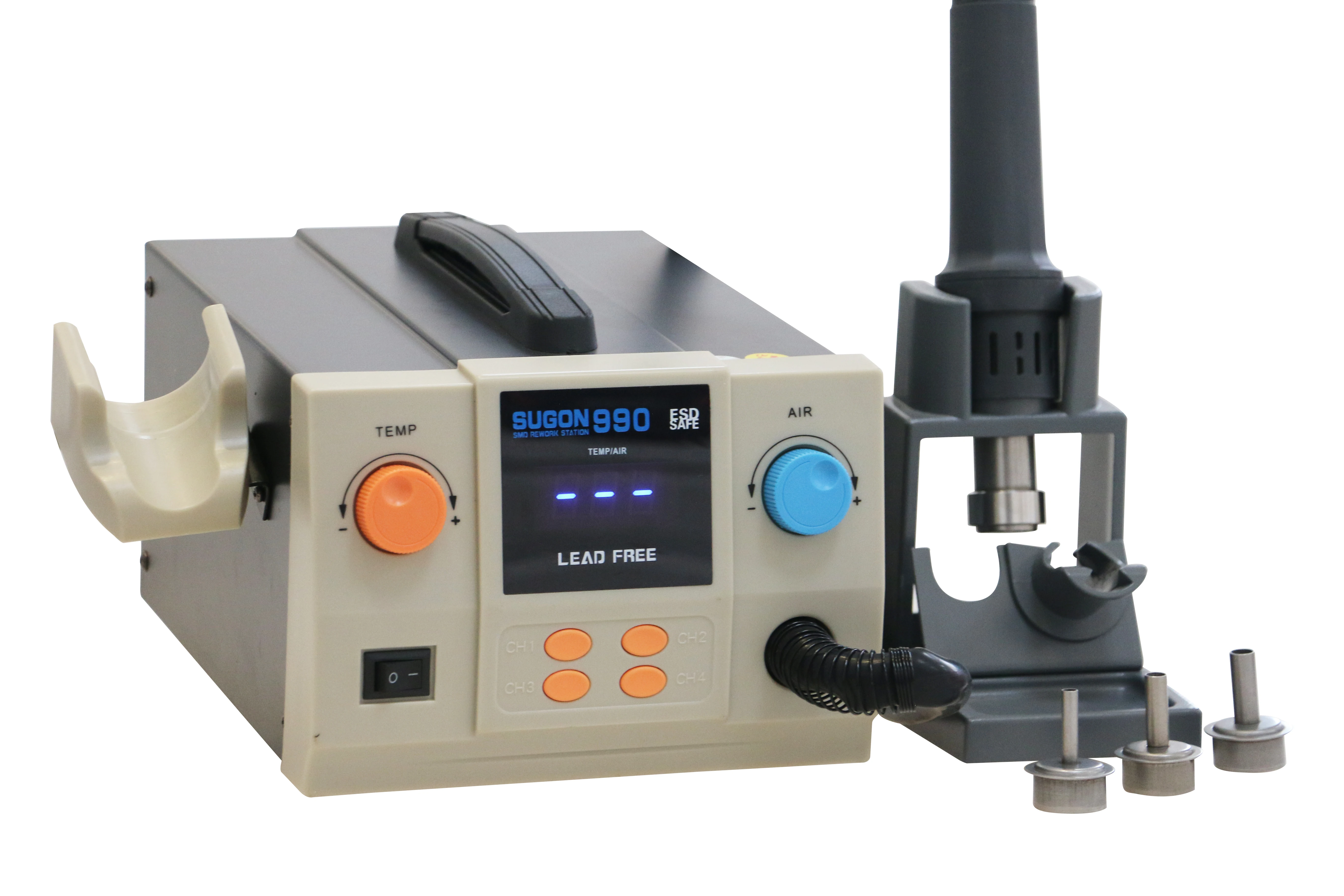 SUGON 990 NEW Hot Air SMD Rework Station Soldering Welding Station for Repairing Cellphone Electronics Products PC