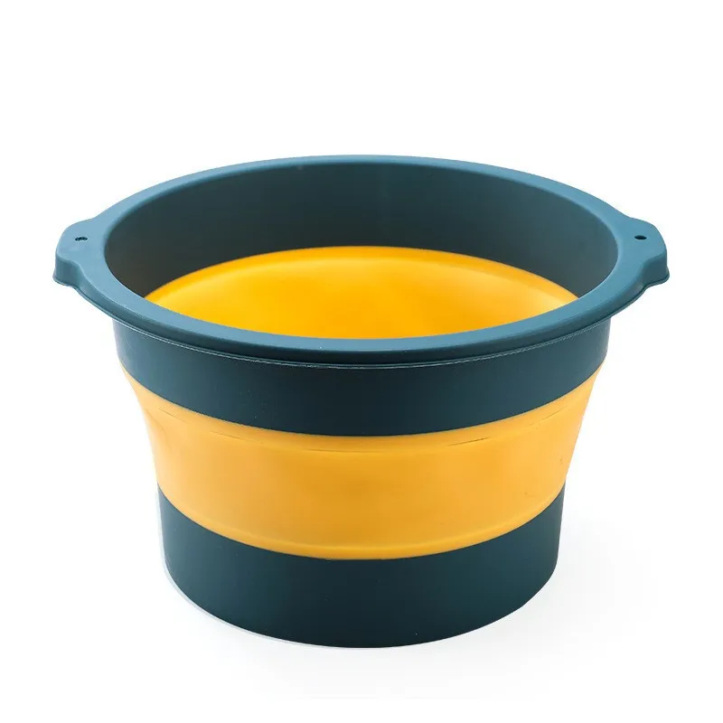 OEM ODM Portable Outdoor Plastic Silicone Rubber Collapsible  Round Collapsible Folding Storage Tray Bucket For Camping.Hiking