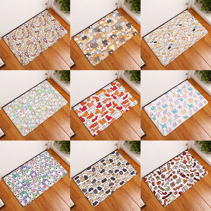 Pug Corgi Sloth Entrance Door Mat Animal Cat Farmhouse Mouse Dinosaur Rug Rabbit Kangaroo Whale Dog Lovers Gifts 40X 60 Flannel