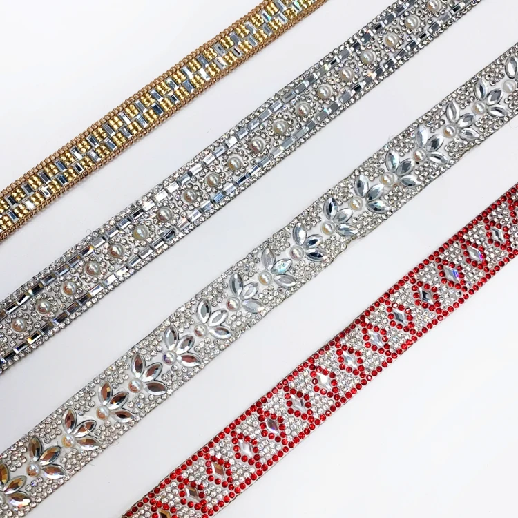 OEKO-TEX GRS BSCI factory China wholesales rhinestone hot fix tape crystal trimming  rhinestones trim hot fix rhinestones