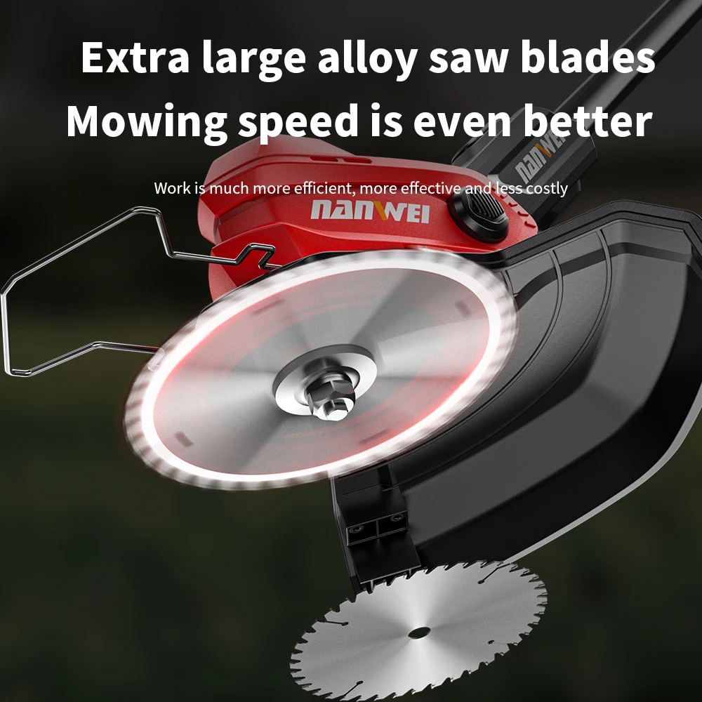 NANWEI Cordless Brushless High Quality Garden Electric Rechargeable Power String Trimmer 2 Stroke Engine Grass Cutting Machine