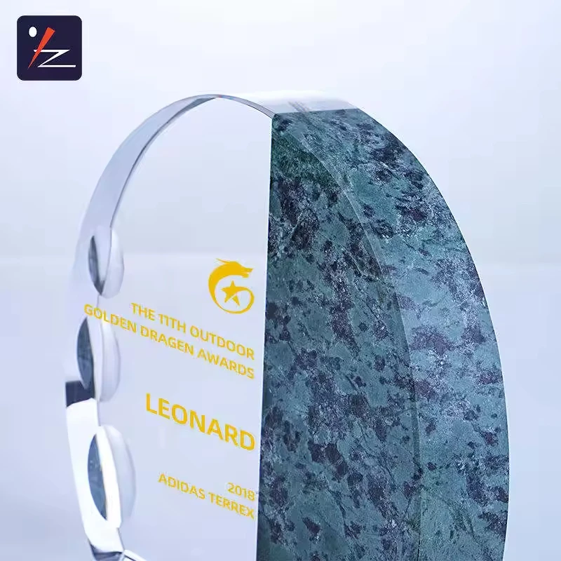 Crystal sector shape award k9 crystal marble plaque trophy for business souvenir gifts