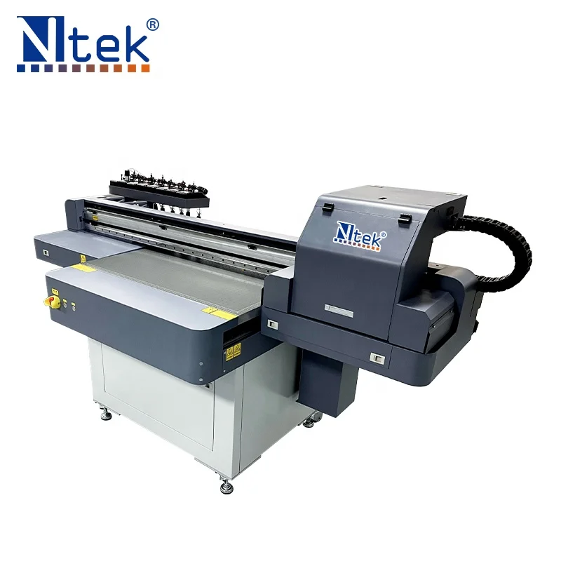 Ntek 3d color uv flatbed printer CMYK Varnish 6090 uv printer