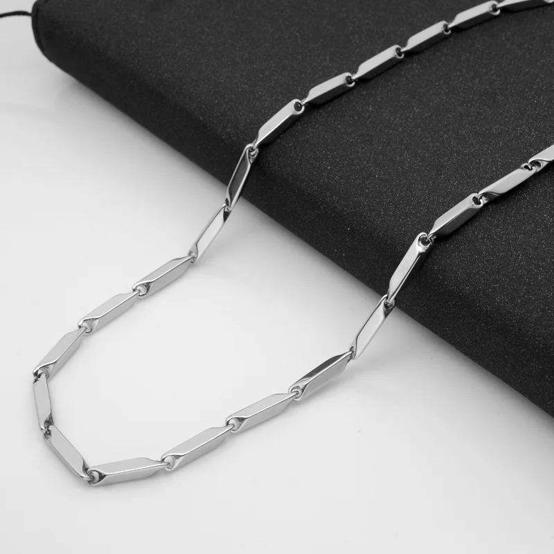 European And American Diamond Shaped Handmade Square Melon Seed Chain Titanium Stainless Steel Necklace