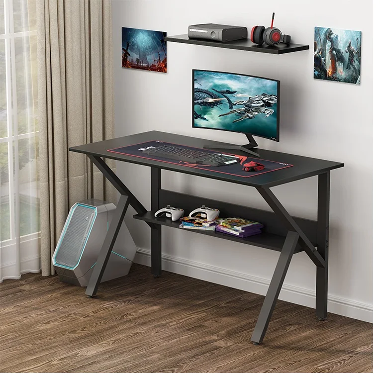 Black metal frame modern simple style study table PC desk gaming desk computer table