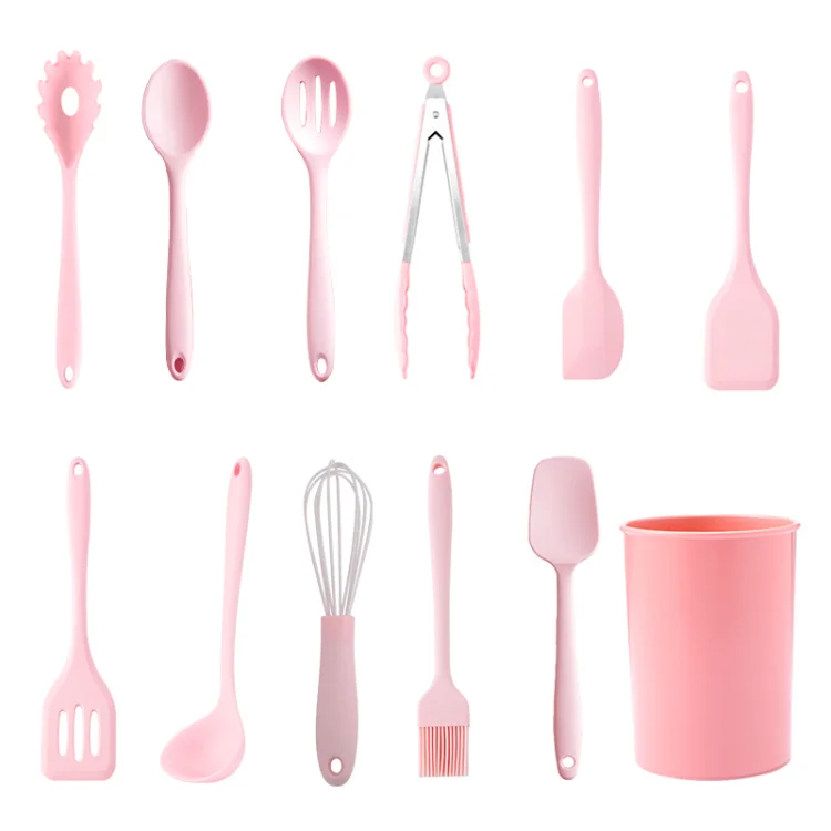 Factory Wholesale Silicone Kitchenware Set 12-piece Silicone Spatula Spoon Food Clip Kitchen Cooking Utensils