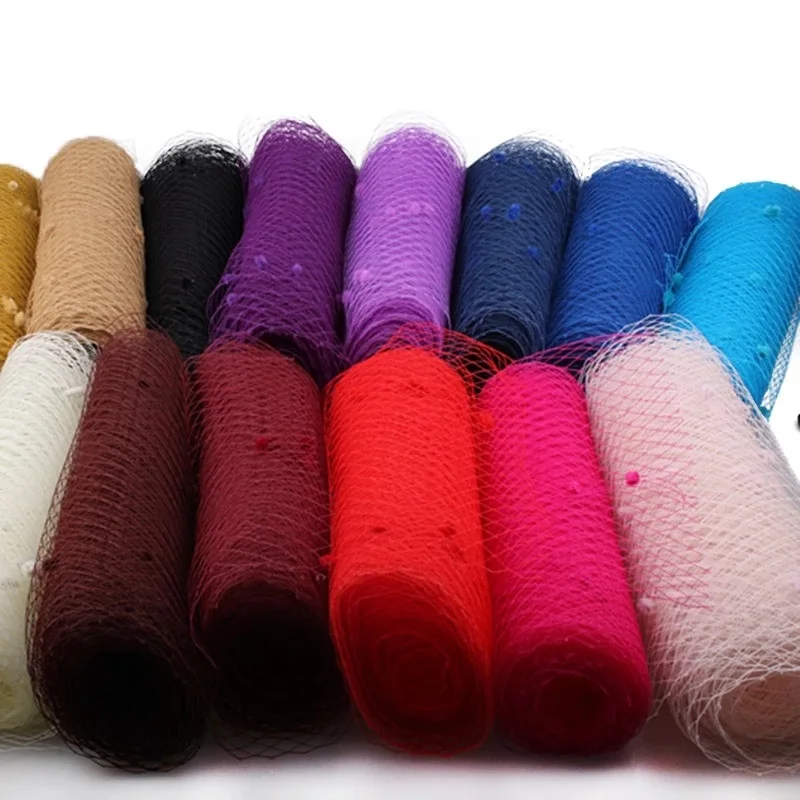 25 CM/45CM Width Birdcage Veils With Dot Bride Wedding Fascinator Hat Mesh DIY Hair Accessories Net Fabric Headwear Veillings