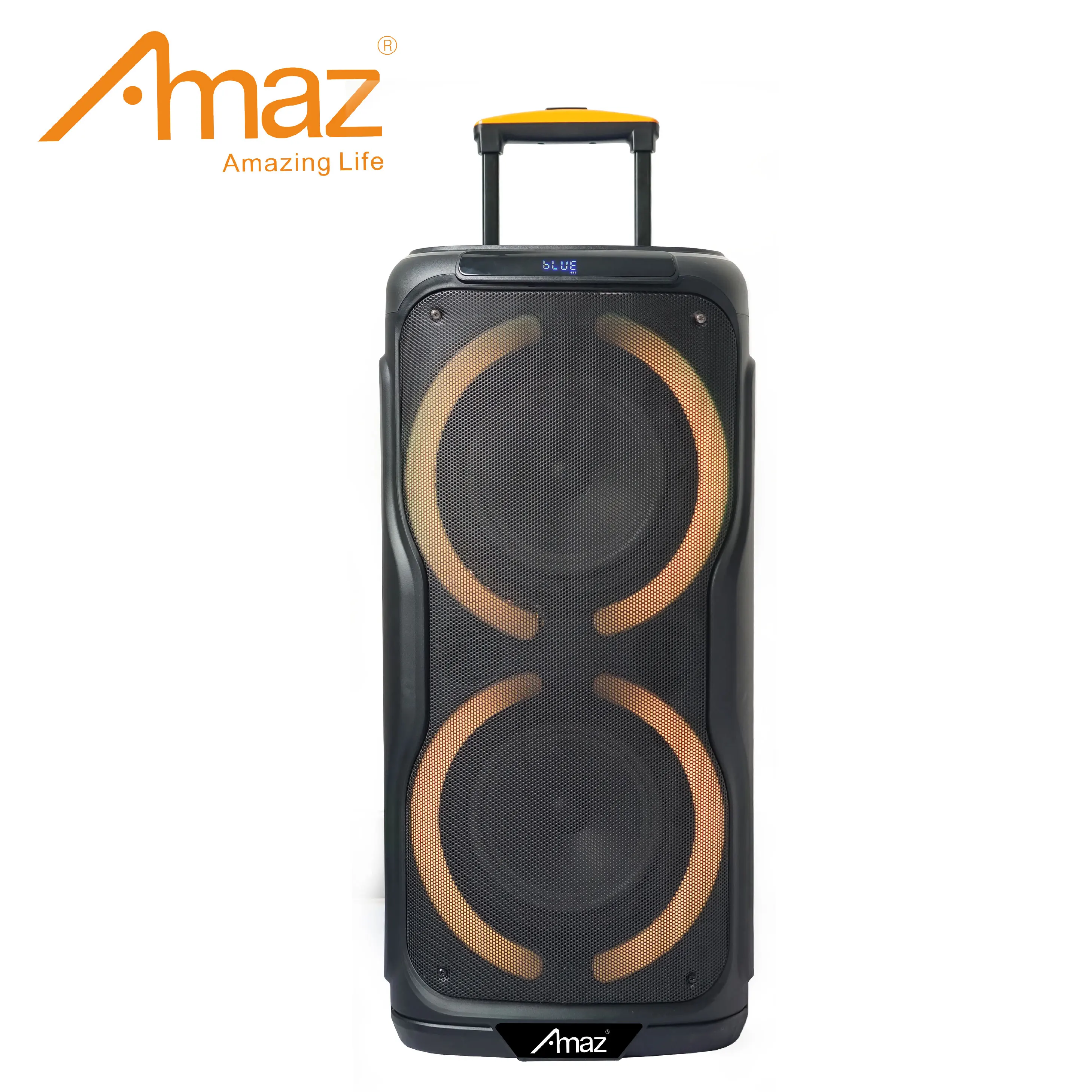 Digital ECHO for karaoke Dual 8'inch Trolley Speaker Party Speaker with 6 effects of LED light colorful coircle light