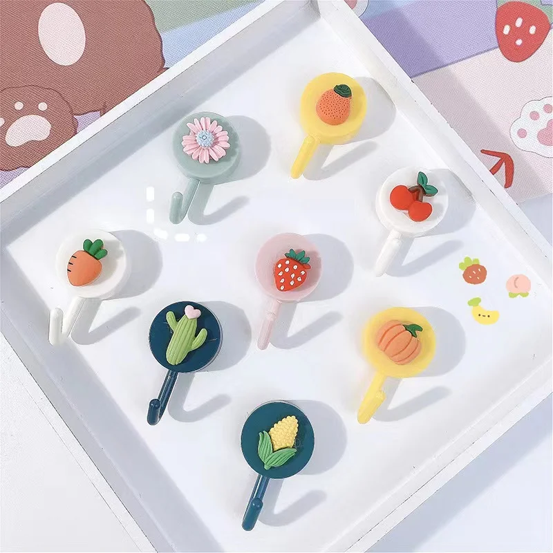 Hot selling household ins cute cartoon hook fashion kitchen plastic wall hanger creative bathroom nail free adhesive  hook
