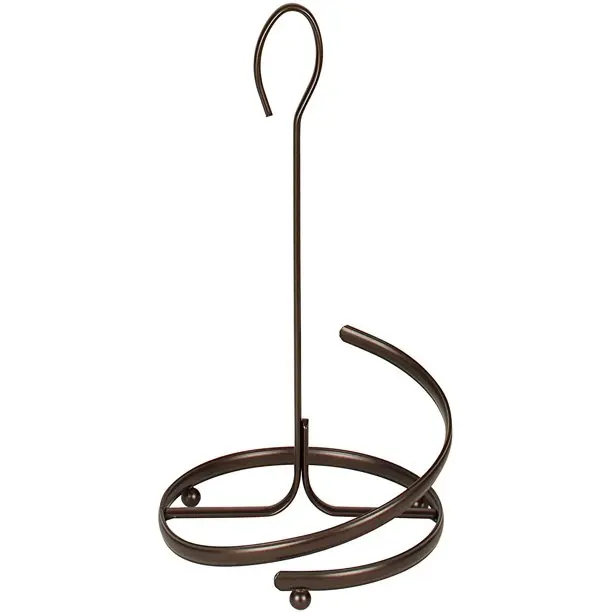 Vintage Sprial Wire Black Desktop Tisse Roll Paper Towel Stand Holder Metal Flat Iron Paper Towel Stand For Modern Home Decor