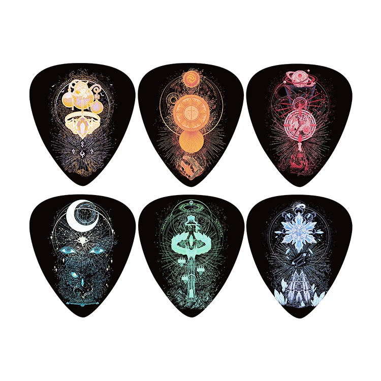 0.46 0.71 0.96 1.2 1.5mm Printing Colorful Images on Plectrum Custom picks logo Guitar Plectrum