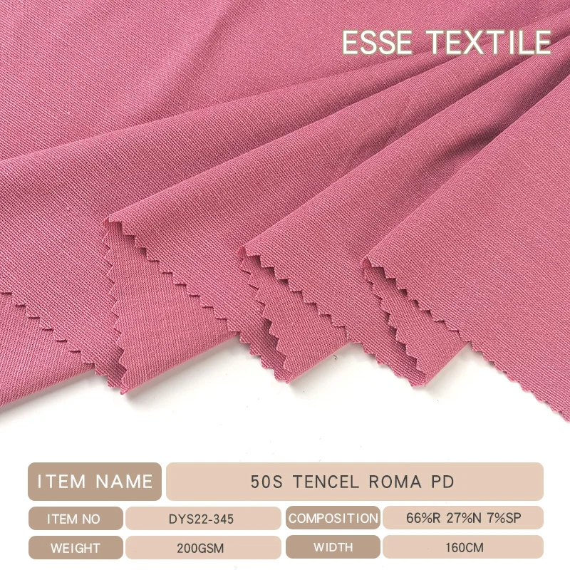 INDIA 50S TENCEL PQ ROMA Fabric for T SHIRT /POLO 220 GSM Knitted SIRO NR Ponte De ROMA Jersey Factory Manufacturer