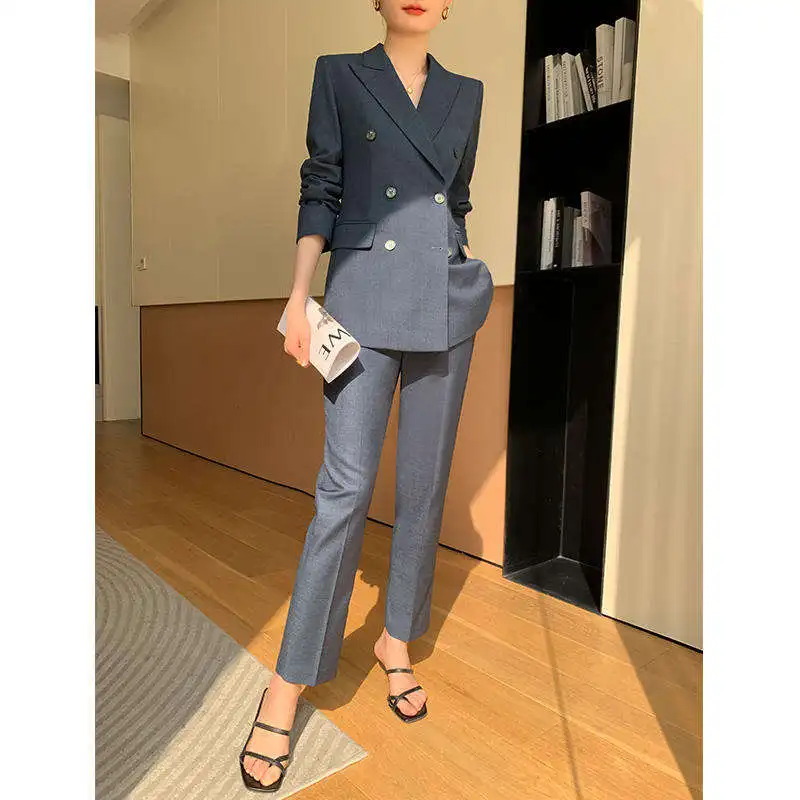 Women Autumn New Arrivals Ladies Elegant Solid Color Suits Set For Women Coat And Pants Set Business Suits