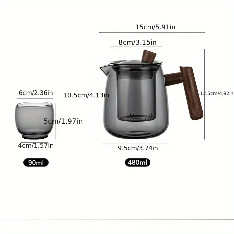 Modern Home 480ml Capacity Electric Ceramic Teapot Hand-Blown Glass Single Pot for Tea & Coffee High Temperature Oven