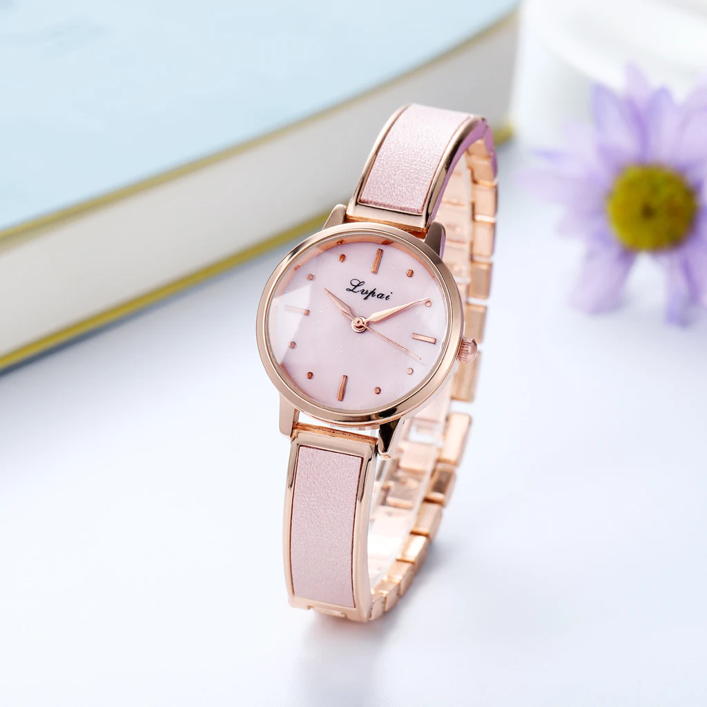 
Lvpai Brand Luxury Bracelet Rose Gold Starry Sky Dial Dress Watch For Women Simple Rhinestone Business Quartz Clock Wristwatch 