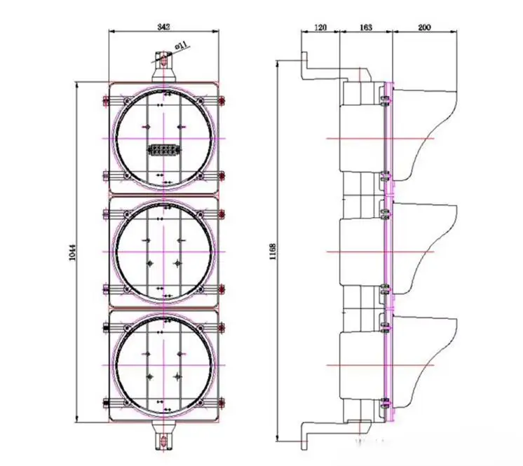 China Supplier Russia LED 300mm Traffic Signal Light Head 4 Sections Full Ball Left Right Turn Arrow Sign Kit
